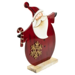 Santa With Candy Cane And Snowflake Wooden Christmas Decoration - 12" -Northlight Christmas northlight lk94196 2 00637.1691161228