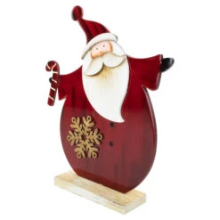 Santa With Candy Cane And Snowflake Wooden Christmas Decoration - 12" -Northlight Christmas northlight lk94196 3 69783.1691161228