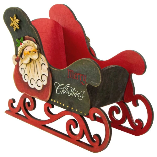 Santa Claus "Merry Christmas" Sleigh Decoration - 11.5" 3 Santa Claus "Merry Christmas" Sleigh Decoration - 11.5"