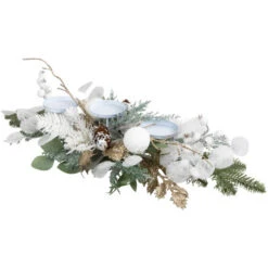 Northlight Mixed Winter Foliage And Berries Christmas Pillar Candle Holder - 24" -Northlight Christmas northlight ll94324 03 68187.1726019801