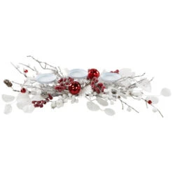 Northlight Berries And Snowflakes Christmas Pillar Candle Holder - 24" - Red And White -Northlight Christmas northlight ll94331 01. 95954.1726019803