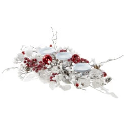 Northlight Berries And Snowflakes Christmas Pillar Candle Holder - 24" - Red And White -Northlight Christmas northlight ll94331 04. 28177.1726019801