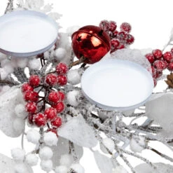 Northlight Berries And Snowflakes Christmas Pillar Candle Holder - 24" - Red And White -Northlight Christmas northlight ll94331 05 45291.1726019804