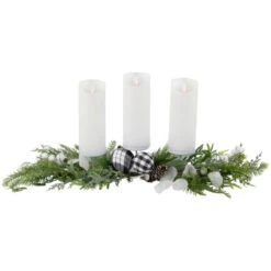 Northlight Mixed Foliage And Pinecone Christmas Pillar Candle Holder - 29"