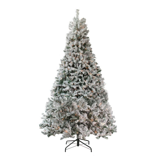 6.5' Pre-Lit Flocked Pine Medium Artificial Christmas Tree - Clear Lights 4 6.5' Pre-Lit Flocked Pine Medium Artificial Christmas Tree - Clear Lights - Image 2