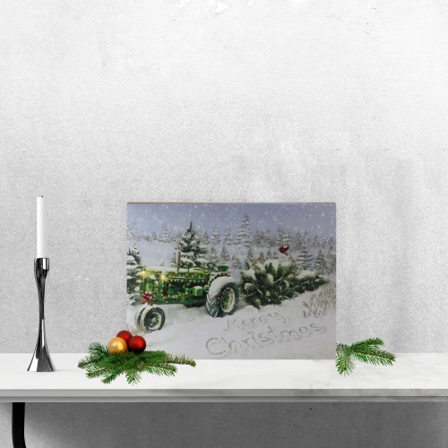 Northlight Fiber Optic And LED Lighted Merry Christmas Tractor Canvas Wall Art 12" X 15.75" 4 Northlight Fiber Optic And LED Lighted Merry Christmas Tractor Canvas Wall Art 12" X 15.75" - Image 2