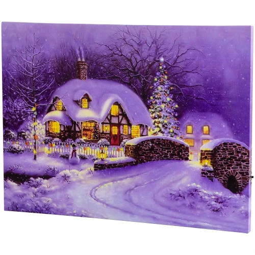 Northlight Fiber Optic And LED Lighted Snowy Christmas House Canvas Wall Art 12" X 15.75" 3 Northlight Fiber Optic And LED Lighted Snowy Christmas House Canvas Wall Art 12" X 15.75"