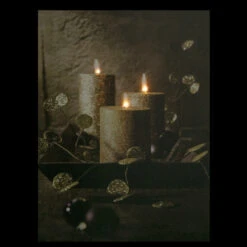 LED Lighted Glittery Gold Flickering Candles Christmas Canvas Wall Art 15.75" X 11.75" -Northlight Christmas northlight nj85672 onblack 57207.1645144962