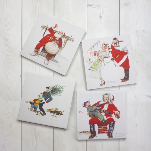 Northlight Set Of 4 8" X 8" Classic Norman Rockwell Christmas Scene Canvas Prints 4 Northlight Set Of 4 8" X 8" Classic Norman Rockwell Christmas Scene Canvas Prints - Image 2