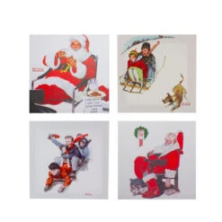 Northlight 8" X 8" Norman Rockwell Classic Christmas Scene Canvas Prints - Set Of 4