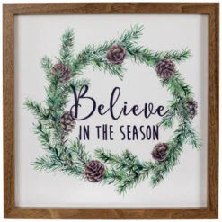 Northlight Wooden Framed "Believe In The Season" Christmas Wall Sign - 11.75"