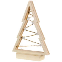 Northlight Lighted Wooden Christmas Tree With Stars Decoration - 11" -Northlight Christmas northlight nj95130 02 37215.1694187837