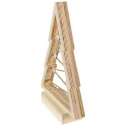 Northlight Lighted Wooden Christmas Tree With Stars Decoration - 11" -Northlight Christmas northlight nj95130 03 78399.1694187838