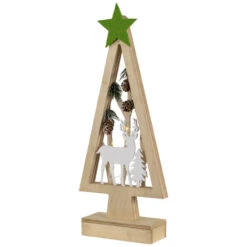 Northlight Lighted Wooden Christmas Tree With Star And Reindeer Woodland Scene - 15" -Northlight Christmas northlight nj95133 02 31036.1694187837