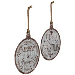 Northlight Merry Christmas And Merry And Bright Wall Signs - 14" - Gray And Brown - Set Of 2 -Northlight Christmas northlight nj96036 02 55100.1721782068