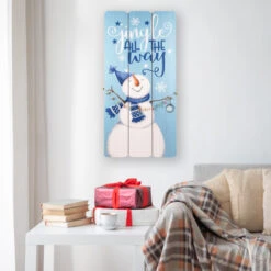 Northlight Jingle All The Way Wooden Christmas Wall Sign - 23.5" - Blue And White