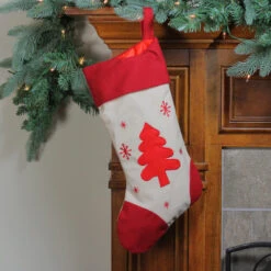Northlight 18" Red And Ivory Tree With Snowflakes Christmas Stocking 7 Northlight 18" Red And Ivory Tree With Snowflakes Christmas Stocking -Northlight Christmas northlight nl00486 3 07409.1599786480