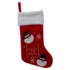 Northlight 19" Red And White Embroidered Snowmen Letter To Santa Christmas Stocking
