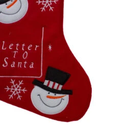 Northlight 19" Red And White Embroidered Snowmen Letter To Santa Christmas Stocking -Northlight Christmas northlight nl00490 4 19103.1665610743
