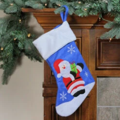 Northlight 15" Blue And Red Santa Claus With Gift Christmas Stocking -Northlight Christmas northlight nl00492 3 60766.1599787103