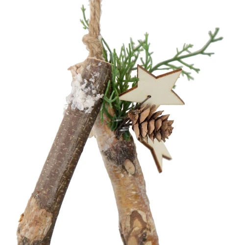 Northlight Frosted Pinecone Natural Wood Branch Christmas Star Wall Decoration - 13.75" 6 Northlight Frosted Pinecone Natural Wood Branch Christmas Star Wall Decoration - 13.75" - Image 4