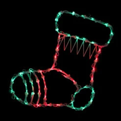 Northlight Lighted Stocking Silhouette Window Christmas Decoration - 18" - Red And Green