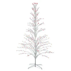 Northlight Cascade Twig Tree Outdoor Christmas Decoration - 6' - White - Multi Lights