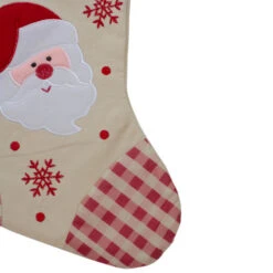 Northlight 16.5" Red And Ivory Embroidered Santa Claus Christmas Stocking With Gingham Cuff -Northlight Christmas northlight nl01811 3 62928.1603245298
