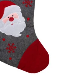 Northlight 19" Gray And Red Embroidered Santa Claus Christmas Stocking -Northlight Christmas northlight nl01812 3 updated 97220.1665611927