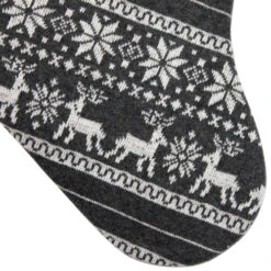 Northlight 19" Gray And White Reindeer And Snowflake Knit Christmas Stocking With Faux Fur Cuff -Northlight Christmas northlight nl01818 05 65100.1687010365