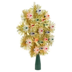 Northlight 8" Lighted Gold Retro Tinsel Snowflake Christmas Tree Topper - Multi Lights -Northlight Christmas northlight nl02619 2 06498.1665610751