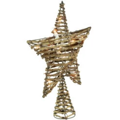 11" Lighted Rattan Twigs Star Christmas Tree Topper- Clear Lights, White Wire -Northlight Christmas northlight nl02637 3new 16532.1661972646