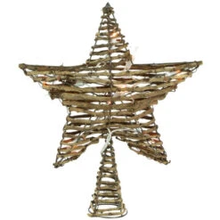 11" Lighted Rattan Twigs Star Christmas Tree Topper- Clear Lights, White Wire -Northlight Christmas northlight nl02637 4new 89231.1661972646