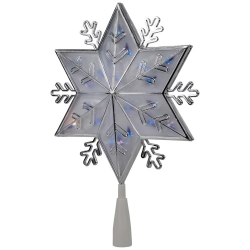 Northlight 10" Silver Snowflake Lighted Christmas Tree Topper - Blue Lights 5 Northlight 10" Silver Snowflake Lighted Christmas Tree Topper - Blue Lights - Image 3