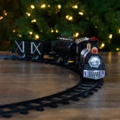 Northlight 9-Piece Battery Operated Black And Silver Lighted & Animated Classic Train Set With Sound -Northlight Christmas northlight nm1429 styled 94756.1664726380