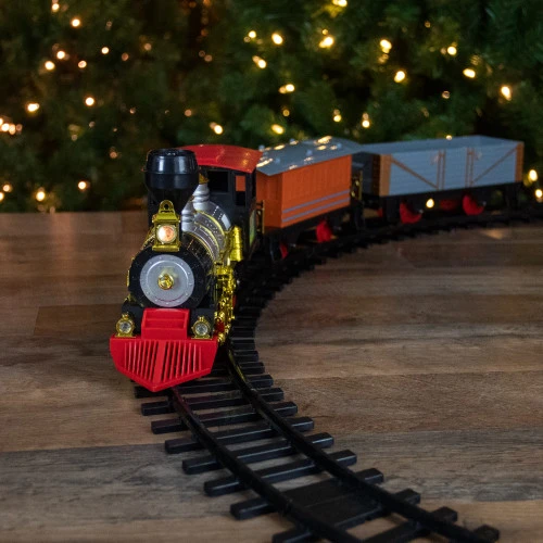Northlight 17-Piece Lighted And Animated Gold And Red Classic Model Train Set With Sound 4 Northlight 17-Piece Lighted And Animated Gold And Red Classic Model Train Set With Sound - Image 2