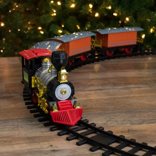 Northlight 20-Piece Battery Operated Red And Orange Animated Classic Christmas Train Set With Sound 4 Northlight 20-Piece Battery Operated Red And Orange Animated Classic Christmas Train Set With Sound - Image 2