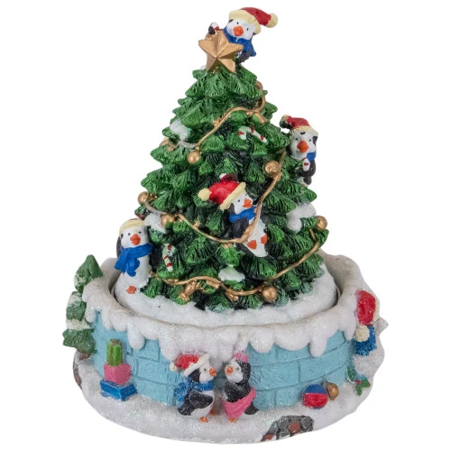 Northlight Penguins And Christmas Tree Rotating Music Box - 6.5" 6 Northlight Penguins And Christmas Tree Rotating Music Box - 6.5" - Image 4