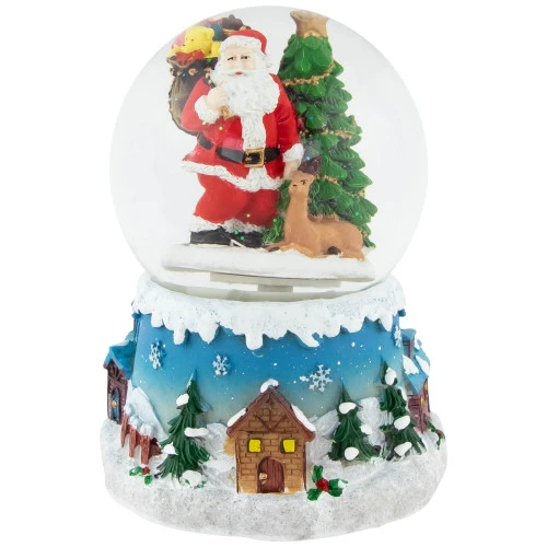 Northlight Santa Claus With Christmas Tree And Reindeer Musical Snow Globe - 5.5" 3 Northlight Santa Claus With Christmas Tree And Reindeer Musical Snow Globe - 5.5"