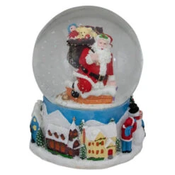 Northlight 6.5" Santa Coming Down The Chimney Christmas Snow Globe