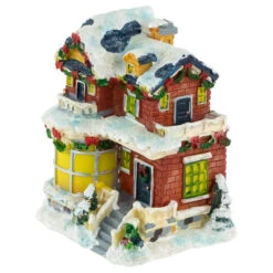 Northlight Two Story Snowy House With Garland And Wreaths Christmas Village Decoration - 4" -Northlight Christmas northlight pm94063 3 24018.1664033284