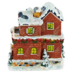 Northlight Two Story Snowy House With Garland And Wreaths Christmas Village Decoration - 4" -Northlight Christmas northlight pm94063 4new 00916.1664033284