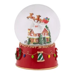 Northlight Santa And Reindeer Christmas Night Musical Snow Globe - 7" -Northlight Christmas northlight pm94076 3 78094.1664033284