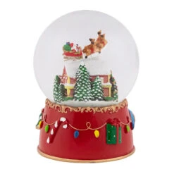 Northlight Santa And Reindeer Christmas Night Musical Snow Globe - 7" -Northlight Christmas northlight pm94076 4 59908.1664033284
