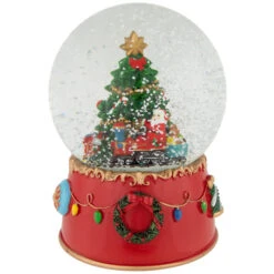 Northlight Train And Christmas Tree Village Musical Snow Globe - 8"