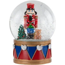 6" Nutcracker With Teddy Bear Musical Christmas Snow Globe