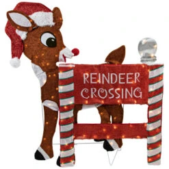 Northlight LED Lighted Rudolph Reindeer Crossing Outdoor Christmas Sign - 36" - Warm White