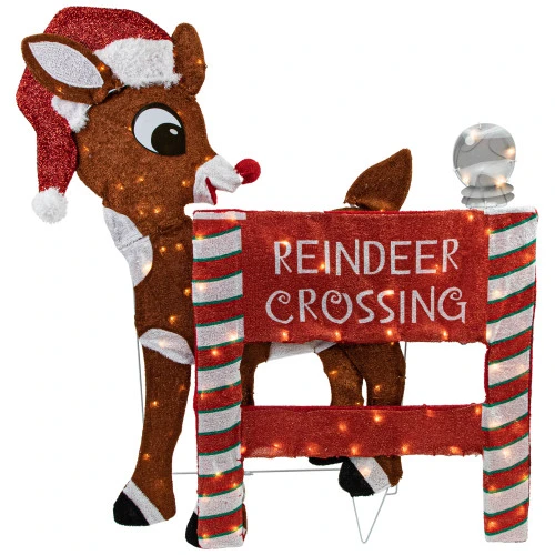 Northlight LED Lighted Rudolph Reindeer Crossing Outdoor Christmas Sign - 36" - Warm White 3 Northlight LED Lighted Rudolph Reindeer Crossing Outdoor Christmas Sign - 36" - Warm White