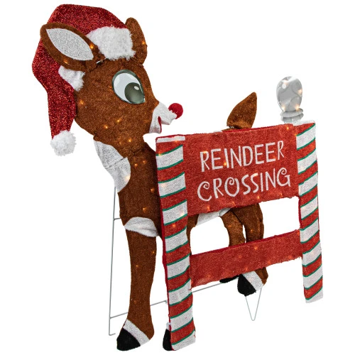 Northlight LED Lighted Rudolph Reindeer Crossing Outdoor Christmas Sign - 36" - Warm White 5 Northlight LED Lighted Rudolph Reindeer Crossing Outdoor Christmas Sign - 36" - Warm White - Image 3