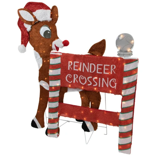 Northlight LED Lighted Rudolph Reindeer Crossing Outdoor Christmas Sign - 36" - Warm White 6 Northlight LED Lighted Rudolph Reindeer Crossing Outdoor Christmas Sign - 36" - Warm White - Image 4